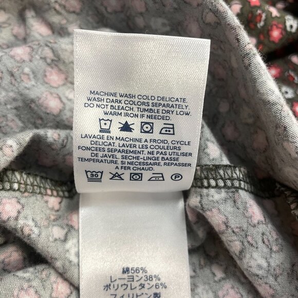 Lands End Floral Print Long Sleeve Polo Shirt Women S Brown Classic Preppy - Picture 8 of 8